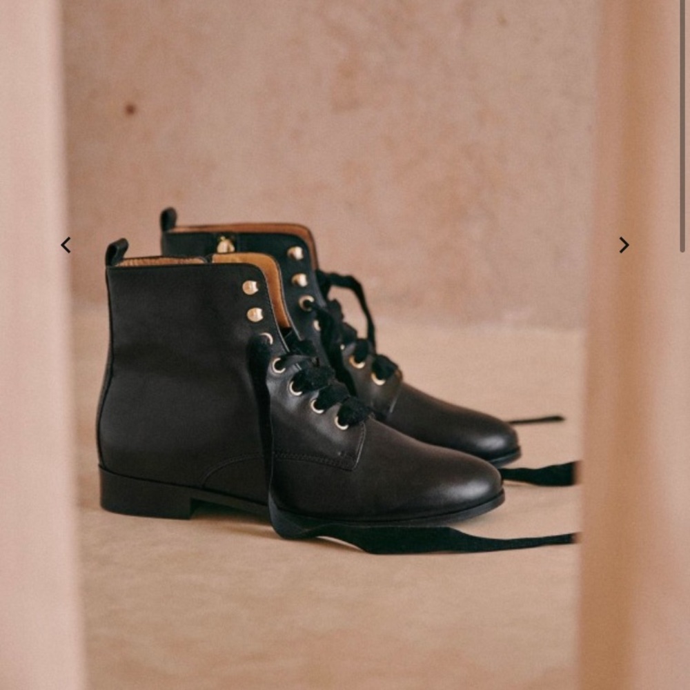 NEW Sezane Eugenie Boots in Smooth Black EU 38